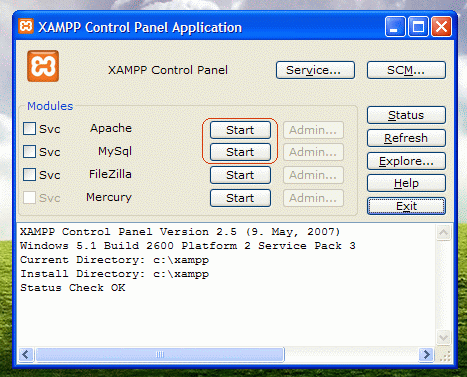 start-service-mysql-apache