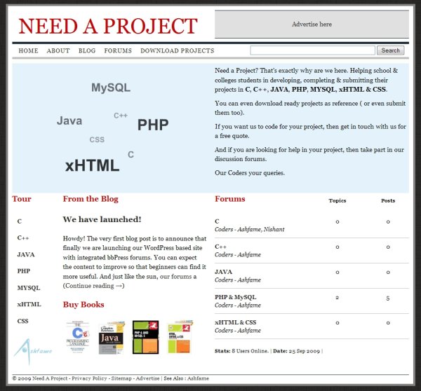 need a project homepage