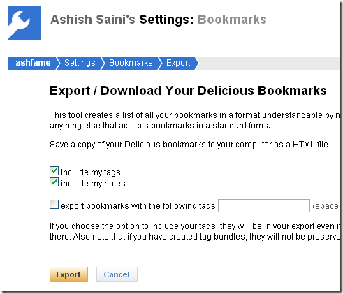 delicious-export