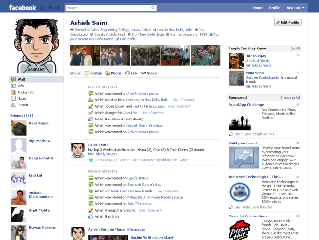 facebook profile layout. My Facebook Profile. new_fb_1. The layout shows a quick summary about you 