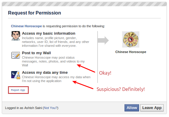 Facebook malicious app