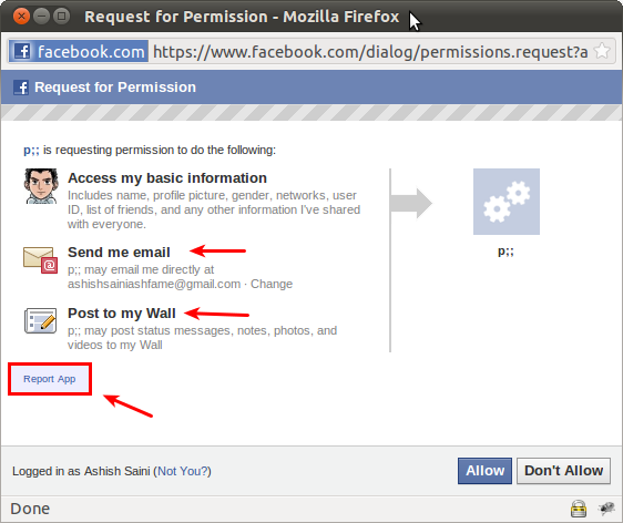 fb spam app permissions