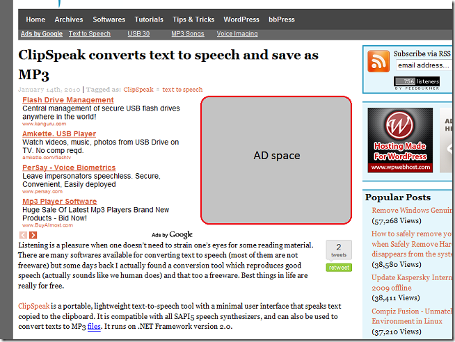 In post ad spot