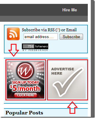 Sidebar ad spot
