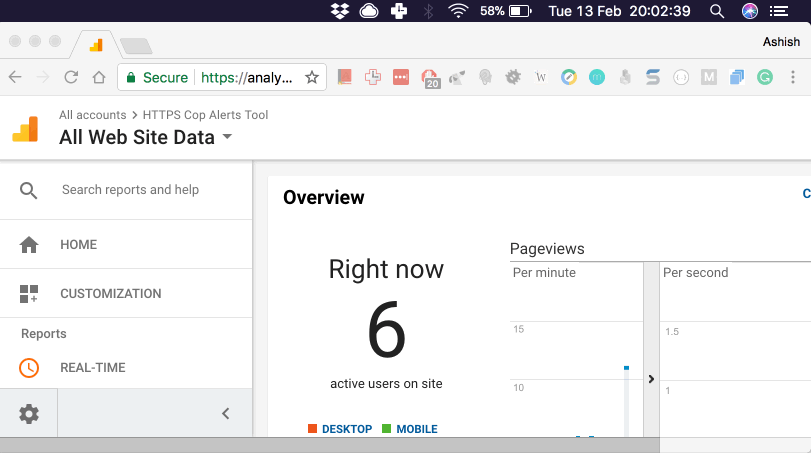 Keeping tab on Google Analytics Realtime view without staring at it